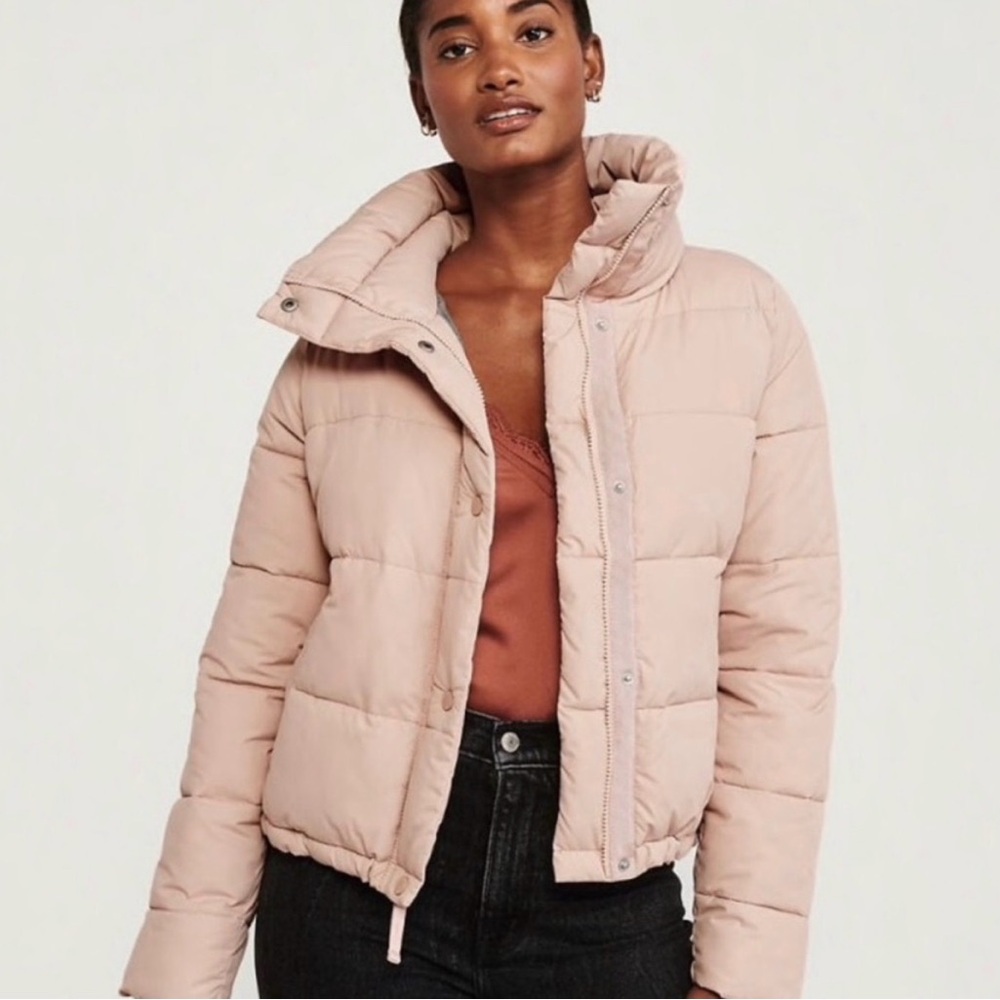 Abercrombie & Fitch Blush Pink Quilted Puffer Jacket